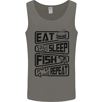 Eat Sleep Fish Repeat Funny Fishing Mens Vest Tank Top