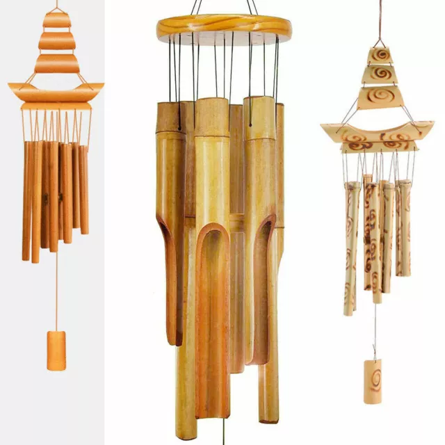 Bamboo Metal Wind Chimes Wooden Iron Music Garden Patio Home Decor Large Small