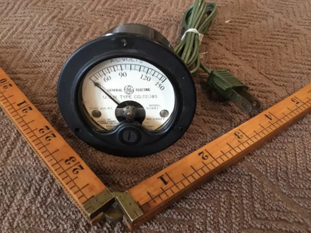 Vintage General Electric USN Model BAW-41, 0-150 AC Volts Panel Meter W/ AC Cord