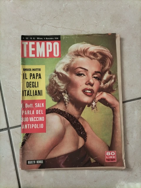 "Tempo" rivista vintage-n.45 del 4 novembre 1958-Marilyn Monroe-Gassman-Loren