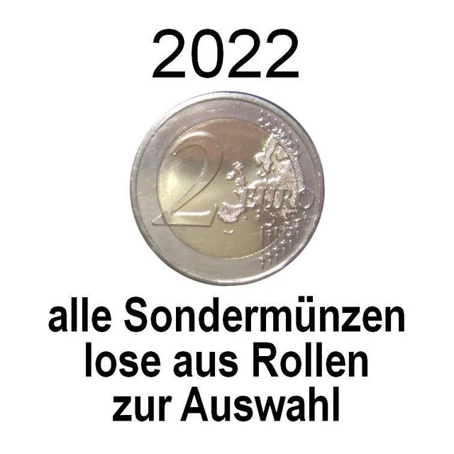 2 Euro 2022 - lose verausgabte Gedenkmünzen - bankfrisch aus Rollen