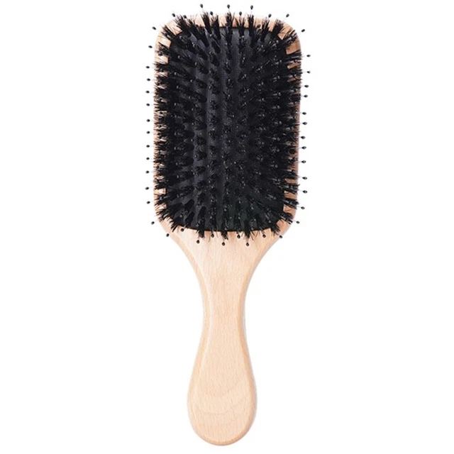 Detangling Massage Hair Brush Bristle Wood Paddle Styling Comb Hairdressing Tool