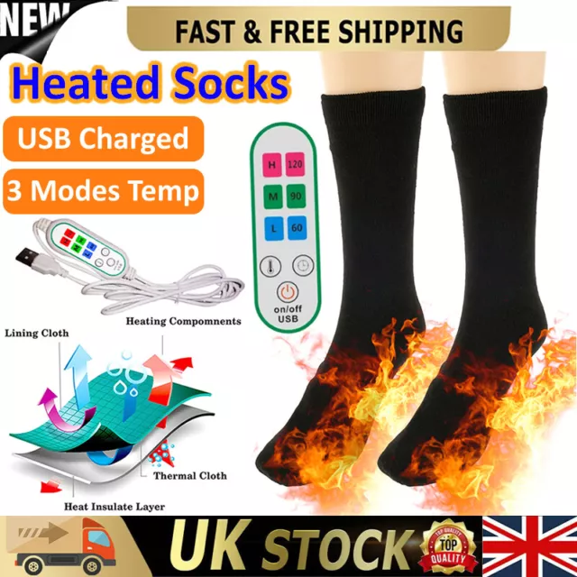 USB Charging Warm Heated Socks Electric Winter Heating Men Ladies Thermal Sock