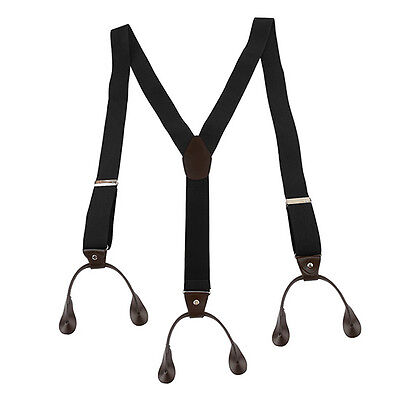 Button Holes Link Men's Suspenders Adjustable Black,Beige,Navy Blue,Wine Red
