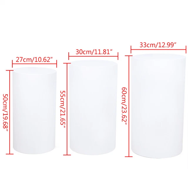 3pc Round Cylinder Pedestal Display Plinths Pillars for Wedding Party Decor