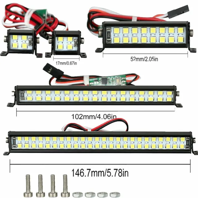 LED Light Bar Roof Lamp Spotlight Kit for SCX10 D90 TRX4 1/10 RC Crawler Car US*