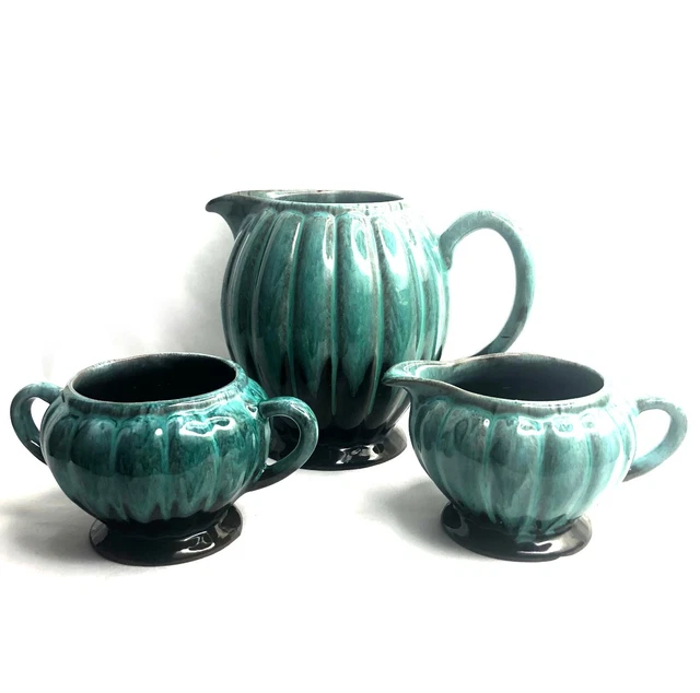 VINTAGE EVANGELINE CREAM Sugar & Pitcher Drip Glaze Canada MCM 1960's