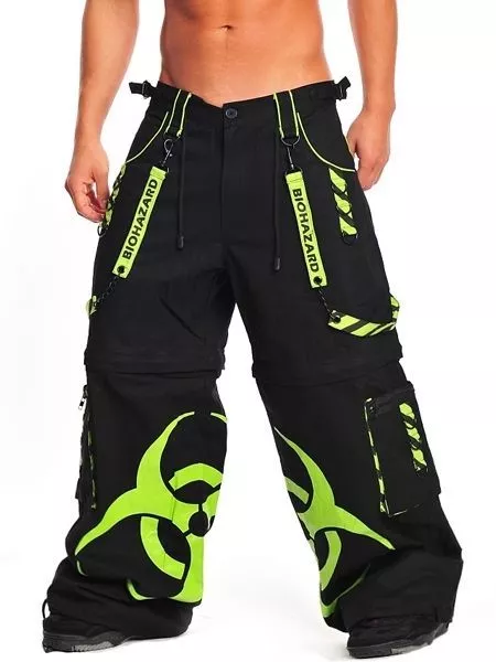 DARKWEAR BIO HAZARD NEON GREEN CARGO TROUSERS Skull/Music/Metal/Punk/Biker