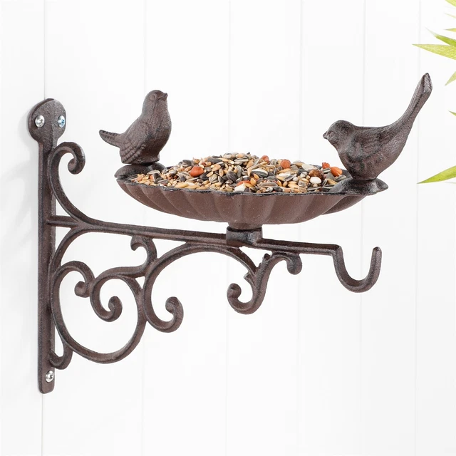 Vogelfutterstation Gusseisen Wandmontage Vogelbad Blumenampel HTI-Living 3