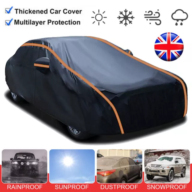 Waterproof 6 Layer Car Cover Heavy Duty Cotton Lined UV Protection - Size Large