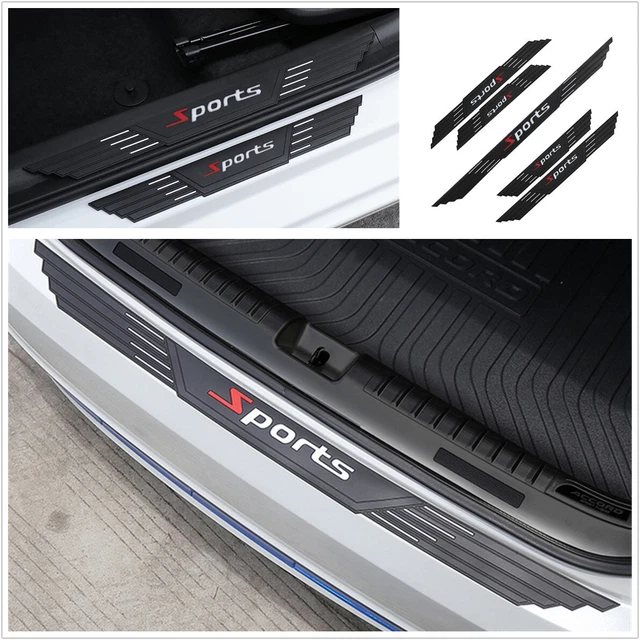 4+1 Rubber Car Door Scuff Sill Cover Panel Step Rear Guard Bumper Protector Pad