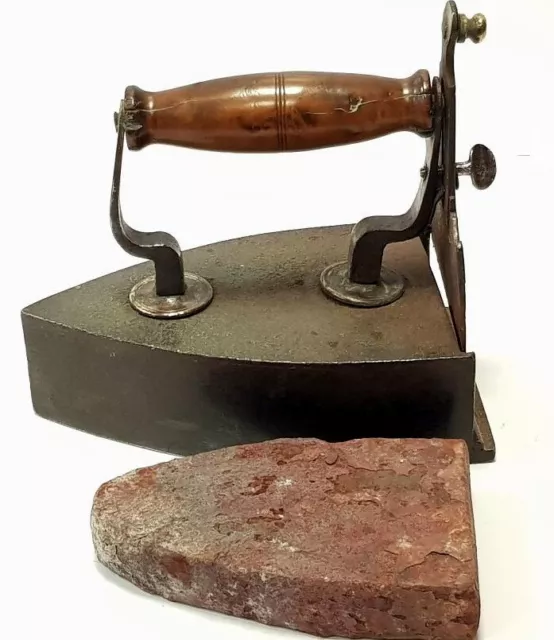 antigua plancha de hierro fundido+piedra incandescente de 1891 antique cast iron