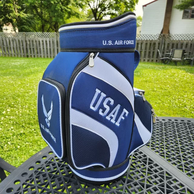 USAF Air Force Ray Cook Golf Den Caddy Mini Bag Blue White Military Trash Can USAF Air Force Ray Cook Golf Den Caddy Mini Bag Blue White Military Trash Can