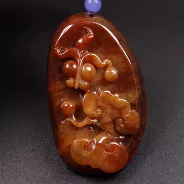 Certified Grade A 100% Natural Red Brown Jade Jadeite Pendant Goldfish Z1157