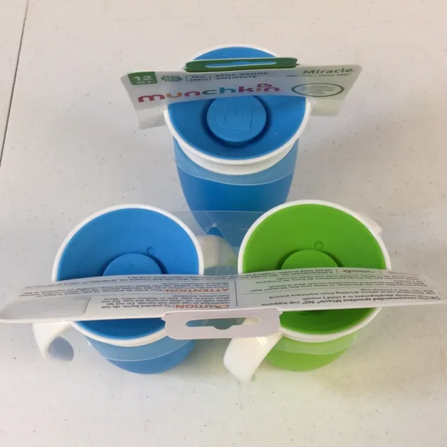 Munchkin Miracle Blue Green 360 Trainer And Sippy Cup Set 7 oz +10 oz Pack Of 3 3