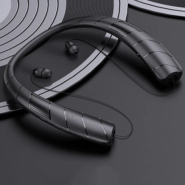 Neckband Earbuds Speaker with Mic Handfree Call Bluetooth-compatible (Black)