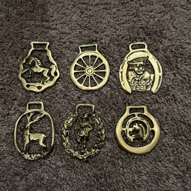 Vintage brass horse harness medallions Lot Of 6