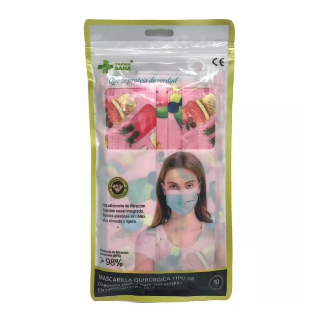 50x Mascarilla Quirúrgicas Tipo llR Disposable Medical Mask Multicolores adultos