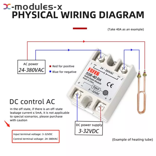 1-10PCS SSR-25DA Solid State Relay Module 25A DC 3V-32V Input AC 24V-380V Output