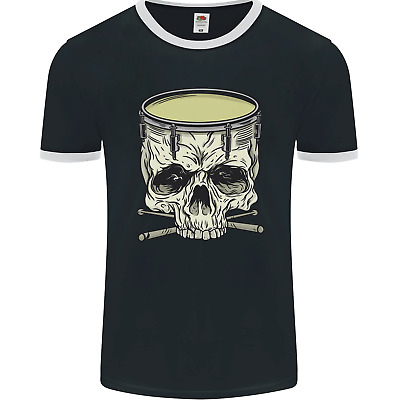 Skull Snare Drum Drummer Drumming Mens Ringer T-Shirt FotL