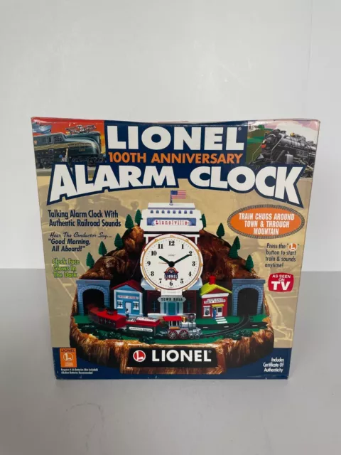 Vintage Lionel 100th Anniversary Alarm Clock Animated Train & Sounds Open Box