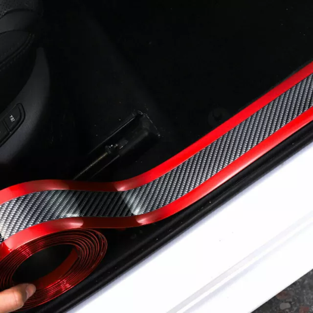 Carbon Fiber Edge Guard Strip Door Sill Protector Red 7CM*1M Silver Plated Edge