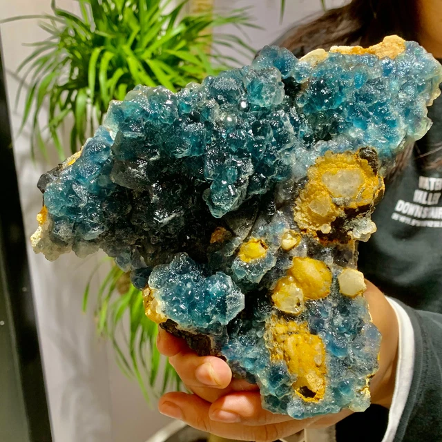 4.02LB  New Find sky blue Phantom Quartz Crystal Cluster Mineral Specimen