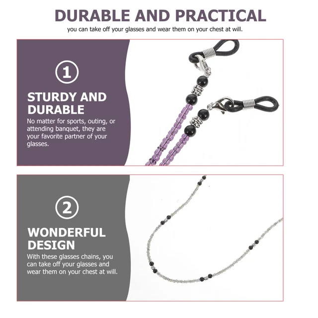 2 Pcs Sunglass Holder Strap Beaded Glasses Lanyard Fashion Glasses Vintage 7