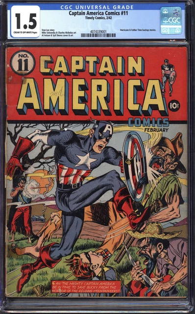 Captain America Comics #11 Cgc 1.5 Cr/Ow Pages // Timely Comics 1942