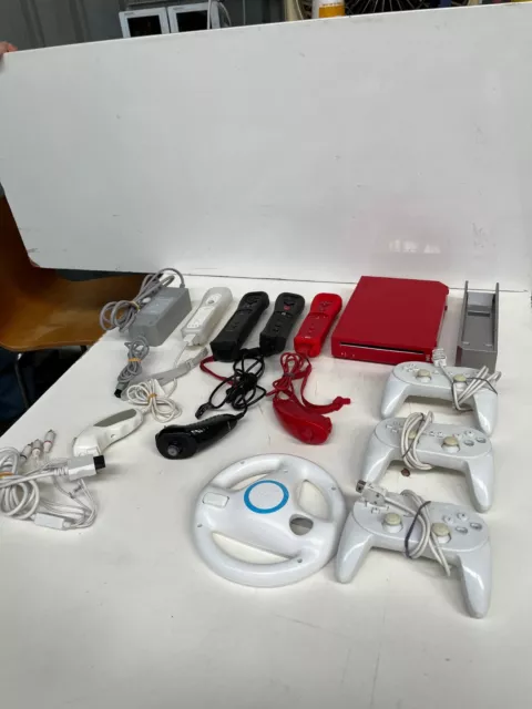 Working Nintendo Wii Red Video Game Console Bundle