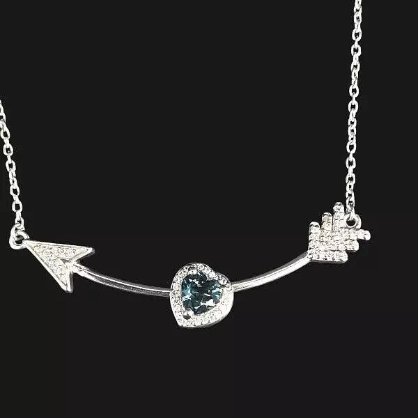 Schmuckjagd Mittelteil Collier 925/- Silber +Blautopas + Zirkon  " Amor Pfeil  "