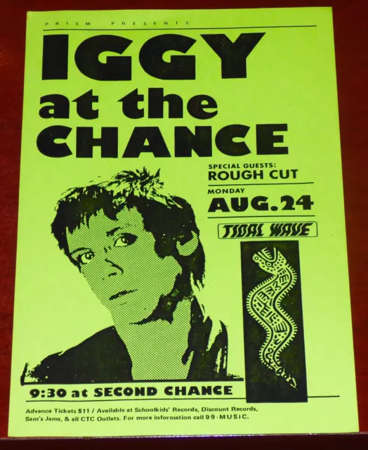 Iggy Pop Second Chance Ann Arbor Michigan August 1981 Original Concert Flyer