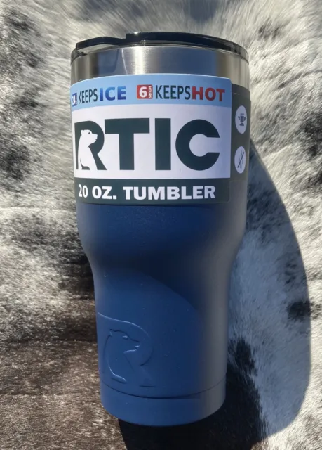 NIB New RTIC 20oz Navy Tumbler With Lid Drink Keeps Cold Or Hot Outdoors