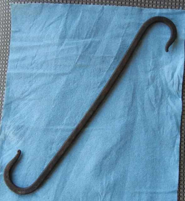 Long Antique HOOK Fireplace Meat, Etc. Hand-Forged Wrought Iron Lot Blacksmith