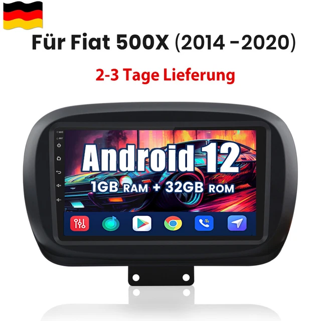 Autoradio Android Per Fiat 500X 2014-2020, 9 Pollici, 4+128GB, Wireless CarPlay, Android Auto, GPS, Retrocamera, Bluetooth 5.0