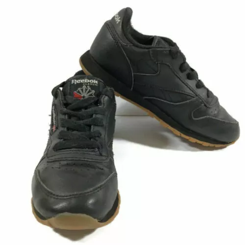 Reebok Classic Leather Shoes Preschool Black/Gum Kids 12 V69621