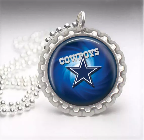 Collar colgante con tapa de botella de plata de los Dallas Cowboys