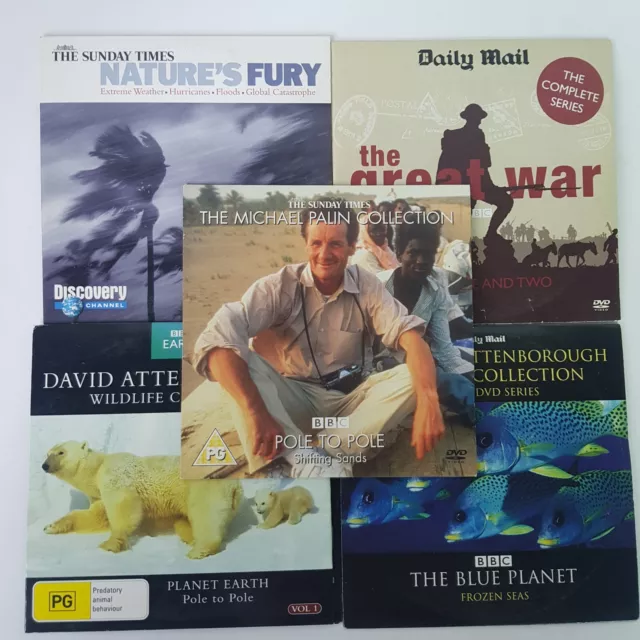 VINTAGE DVD Documentaries TV Shows 5 Pack Michael Palin David Attenborough PAL 2