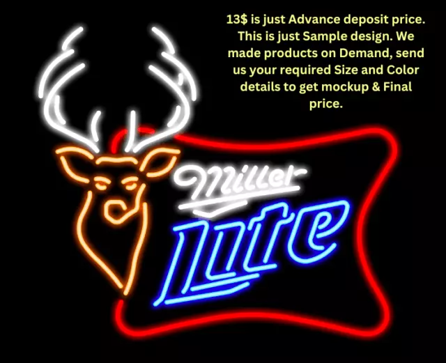Custom Miller Lite Deer sign High Life Neon Light Sign Lamp Bar Beer wall Decor