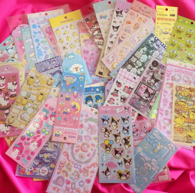 10 sanrio kawaii cute stickers sheets japan stickers sets grab bag pack kuromi