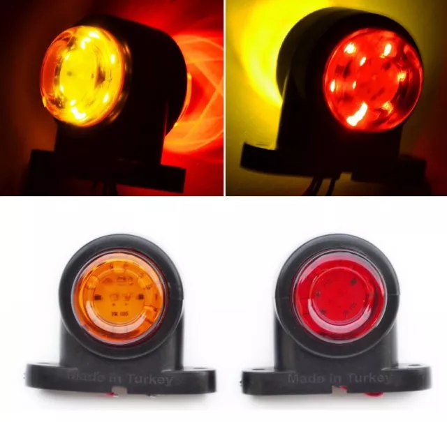 4x Rot Orange 24V LED Seite Marker Lichter für Lkw Anhänger Volvo Scania DAF Man