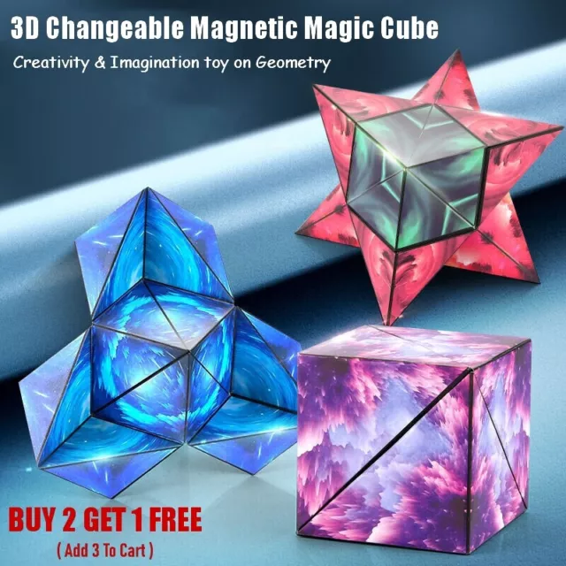3D Variety Changeable Magnetic Magic Cube Anti Stress Hand Flip Puzzle Toys Gift