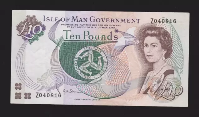 "Z" PREFIX REPLACEMENT ISLE OF MAN TEN POUNDS BANKNOTE - SHIMMIN £10 IoM NOTE