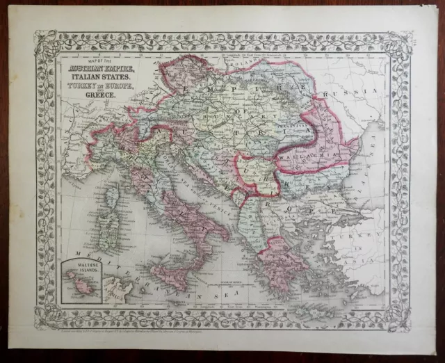 Austria-Hungary Hapsburg Empire Italy Ottoman Empire Greece 1886 Mitchell map