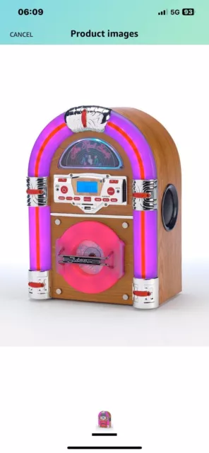 MINI LIGHT UP JUKEBOX WITH RADIO STEEPLETONE CLASSIC 1940s STYLE RETRO