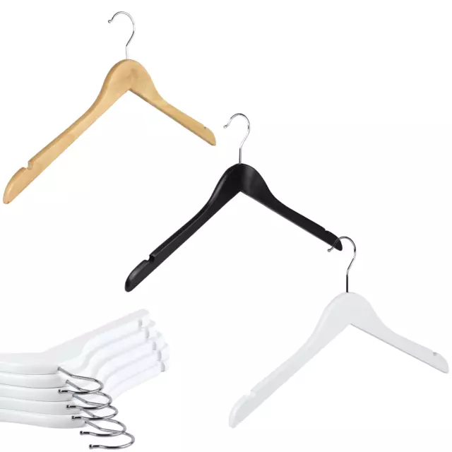 The Wooden coat clothes hangers in White, Black & Natural