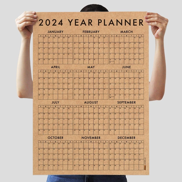 KRAFT PAPER 2025 Year Planner, Minimal 2025 Wall Calendar, SUNDAY Start