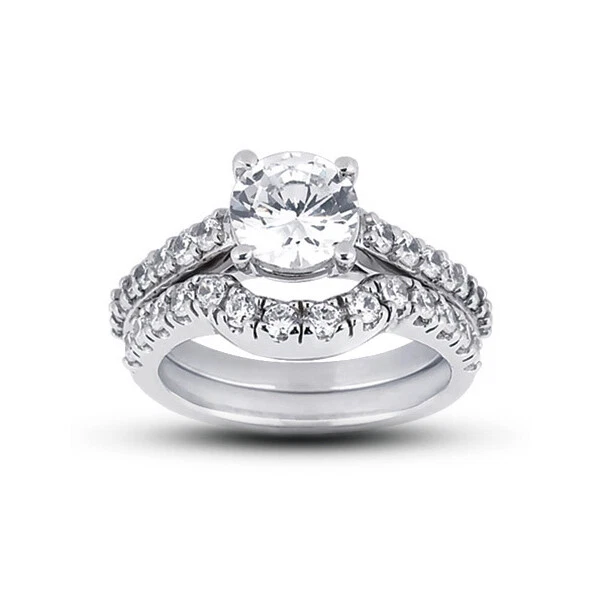 3.99 CT E SI2 Round Natural Diamonds 14k  Vintage Style Matching Bridal Set