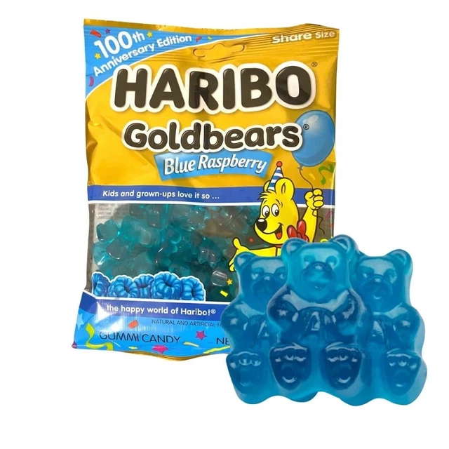 HARIBO BLUE RASPBERRY Gummy Bears 100th Anniversary Edition (2) 4oz