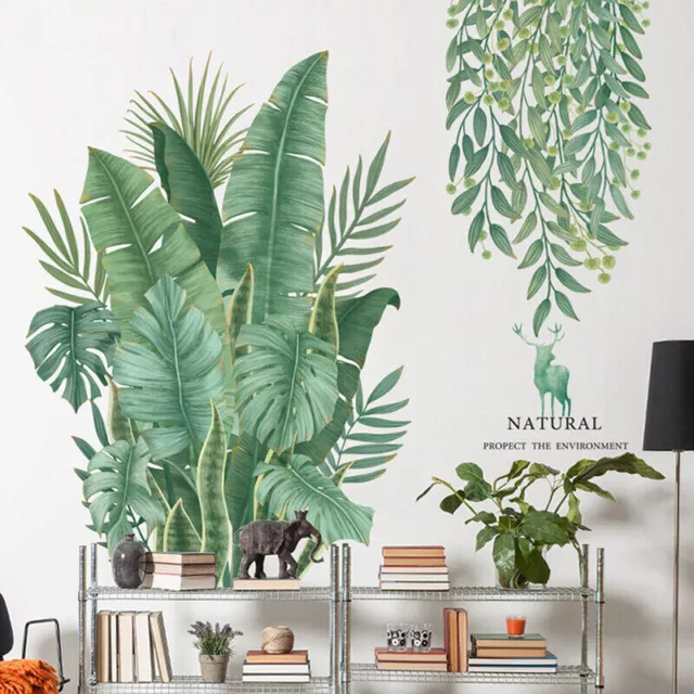 Green Leaves Wall Stickers Vinyl Wall Decal Home Living Room Decorative UK